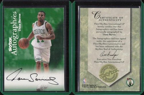 1999-00 SkyBox Premium Autographics Auto #NNO Dana Barros Boston Celtics
