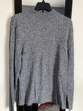 Rebecca Malone Women’s XL Cotton Sweater Gray & Black Long Sleeve Pullover Nice