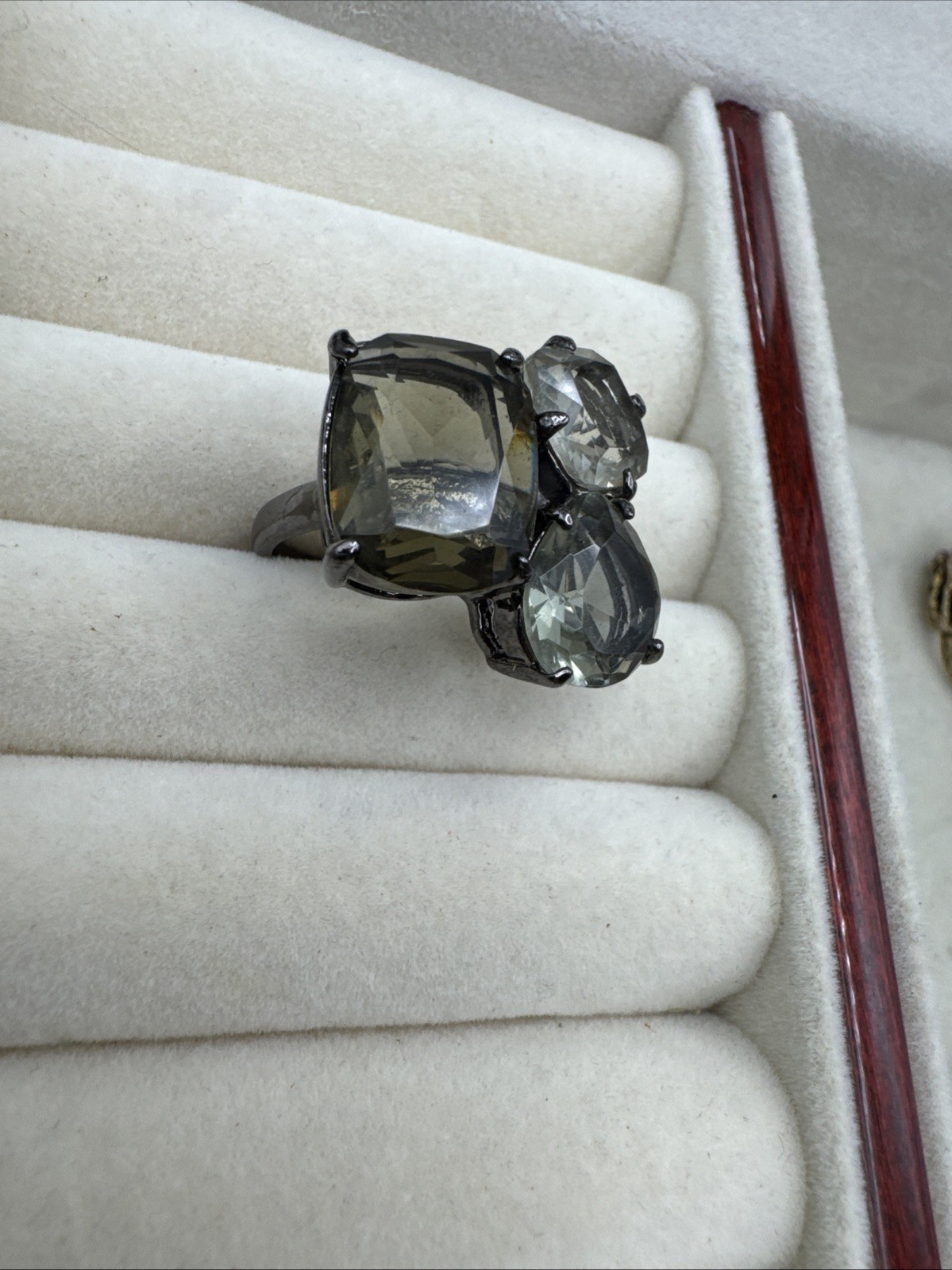 J Crew Cluster Statement Ring Clear Stone Black H… - image 3