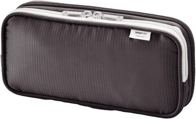 LIHIT LAB Double Pen Case, Large, 4.1 x 8.7, Black in x 8.7 in, 