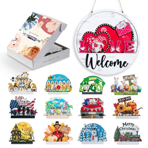 Interchangeable Welcome Sign for Door: Housewarming Gifts 13pc Decor - - Picture 2 of 7