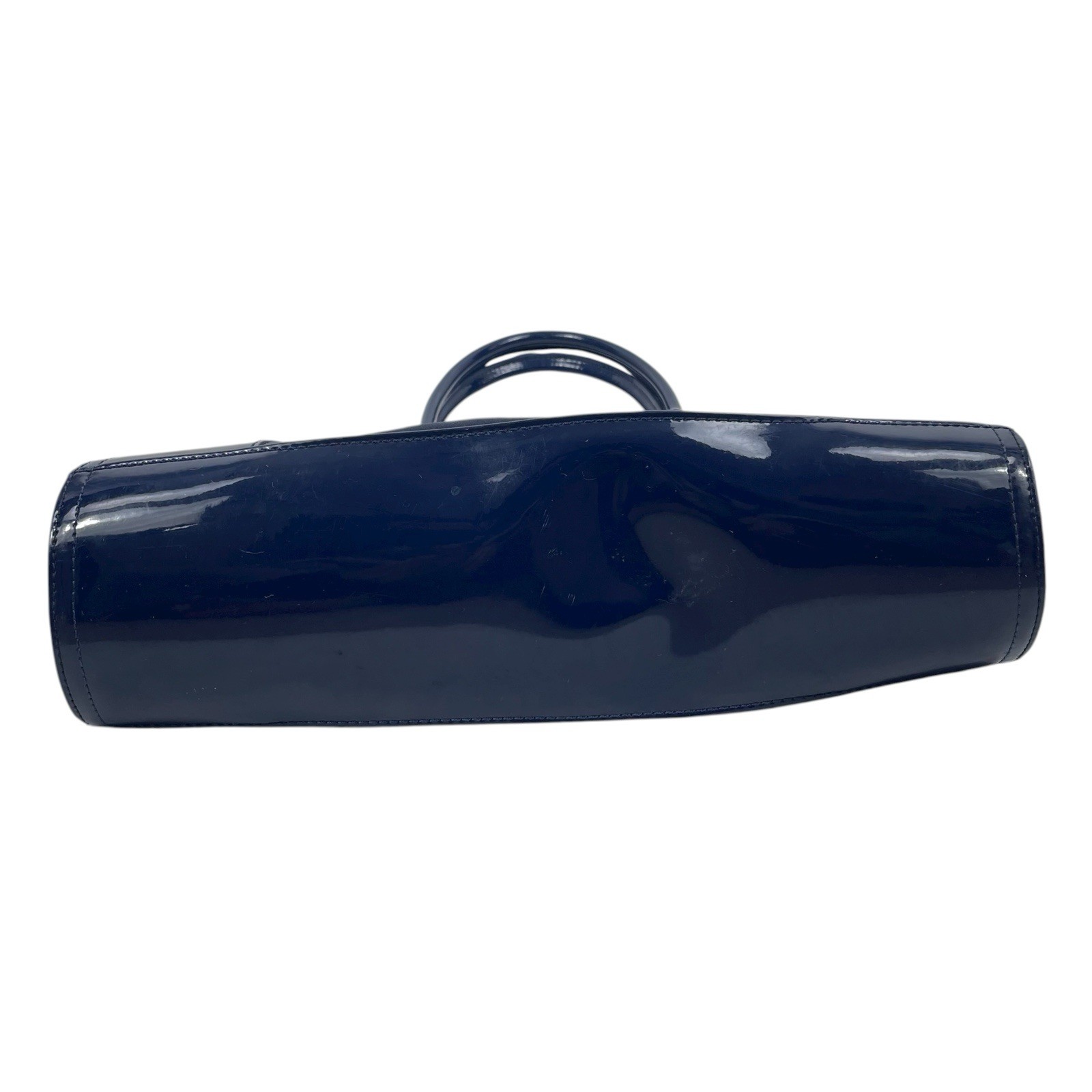 Tory Burch Small Ella Patent Leather Tote Bag Nylon Purse Navy Blue Women thumbnail 6