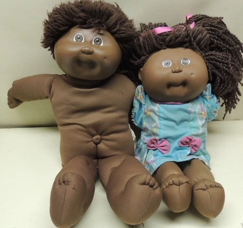 Lot of 2 Vintage Cabbage Patch Kids Dolls African American Boy/Girl