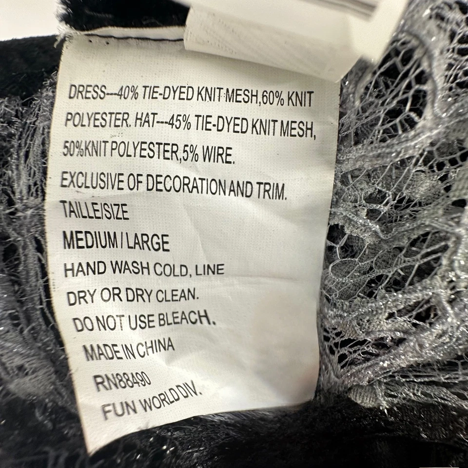 Halloween Dress M/L Black Velvet Tie Dye Gray Lace Victorian Vampire Witch Fairy - Image 2 of 4