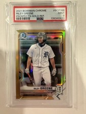 2021 Bowman Chrome Prospects Riley Greene #BCP-188 Gold Refractor /50 (RC) PSA 9