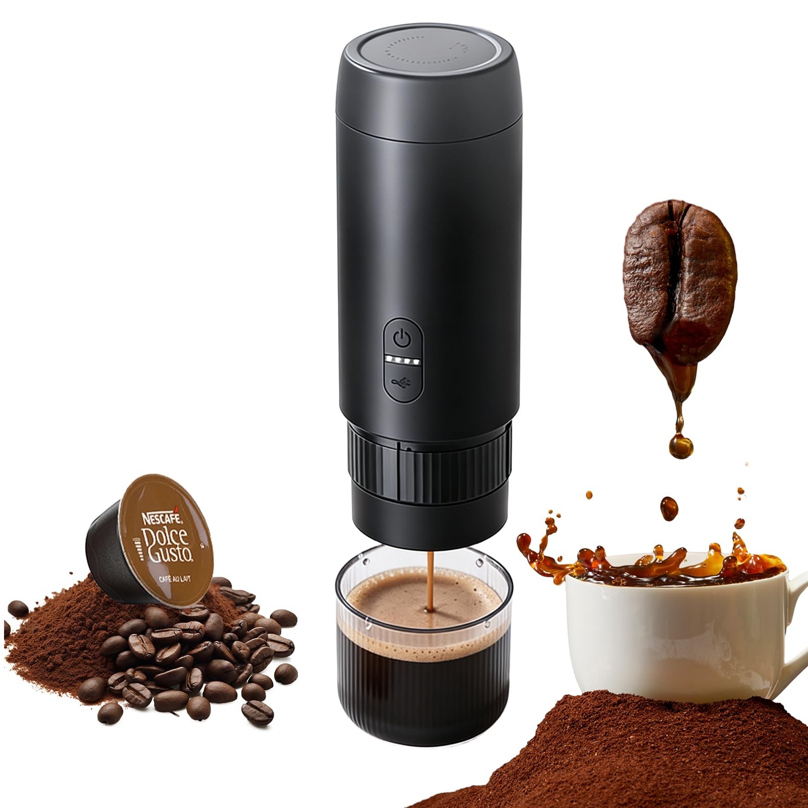 Portable Espresso Maker, 20Bar Pressure & Up to 60 Cups per Charge, Battery O...
