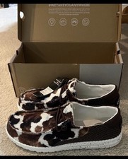 Hey Dude Wendy Tartan Cow Women  s Size 6