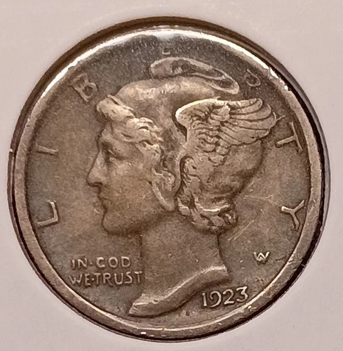 1923 MERCURY DIME - Extremely Fine (EF) - dark toning
