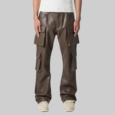 Unisex Cargo Style 100% Genuine Soft Leather Stylish Pant Color Brown | All Size