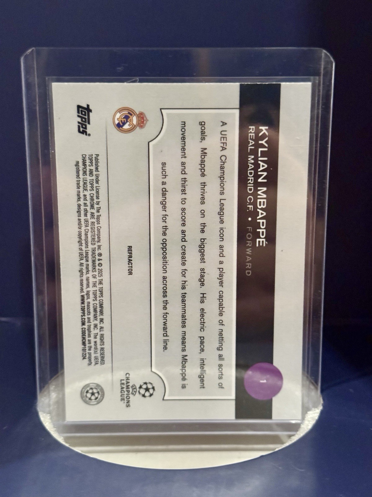2024-25 Topps Chrome Uefa Club Competitions - Kylian Mbappe #1 view 2