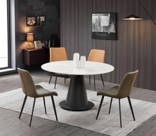 Round Table Stainless Steel Marble Imitation Stone Dining Table Dining Tables Living Room