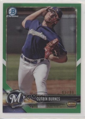 2018 Bowman Chrome Prospects Green Refractor 5/99 Corbin Burnes #BCP132 0gm