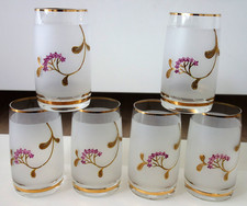 6 traumhafte Wassergläser Saft Becher Goldrand floral Bohemia edel Vintage
