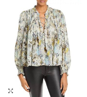 Iro Calli Cotton Printed Lace Up Top 40 US 8