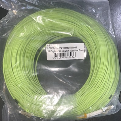 FIB5510100 Glasfaserkabel, LC-LC, Multimode, Duplex, OM5 (limettengrün) 100m