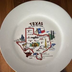 Texas Lone Star State Decorative Plate Map Design Souvenir