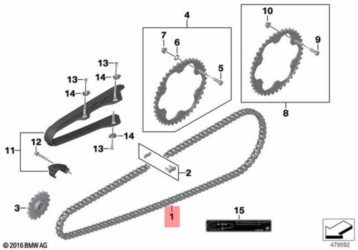 Genuine BMW K70 K72 K75 0228 0B11 0B21 0B31 0B16 Chain