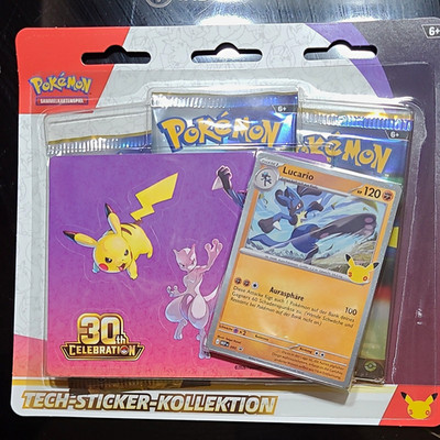 Pokémon 30 Jahre Tech-Sticker-Kollektion Deutsch 3 Boosterpacks Promokarte Holo