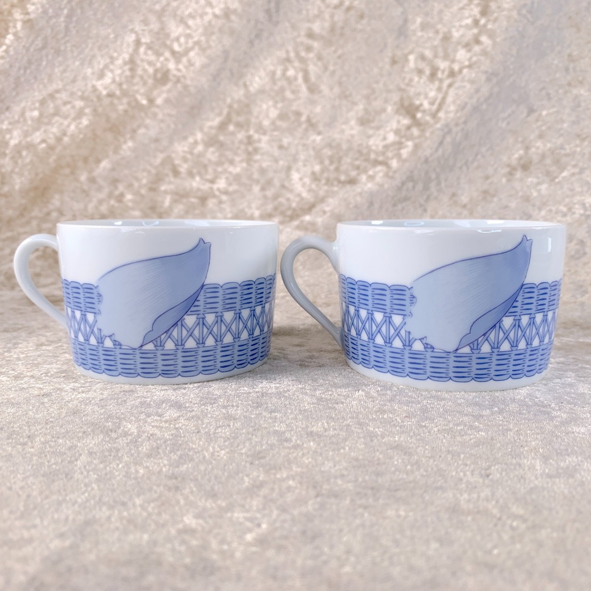 Vintage Hermes Tea Cup & Saucer LES PIVOINES Blossom Rare Blue
