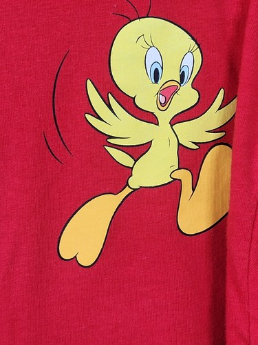 Vtg Looney Tunes Tshirt Adult Med Red Cotton Graphic Villians Heros All Over - Picture 8 of 16