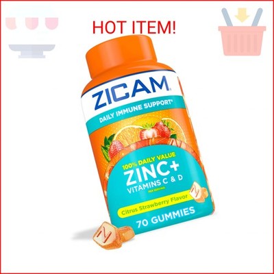 Zicam Daily Immune Support, Gummy Supplement, Zinc, Vitamin C and Vitamin D, Cit