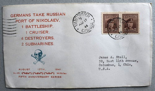 Germans Take Russian Port Nikolaev World War II Envelope August 17 1946