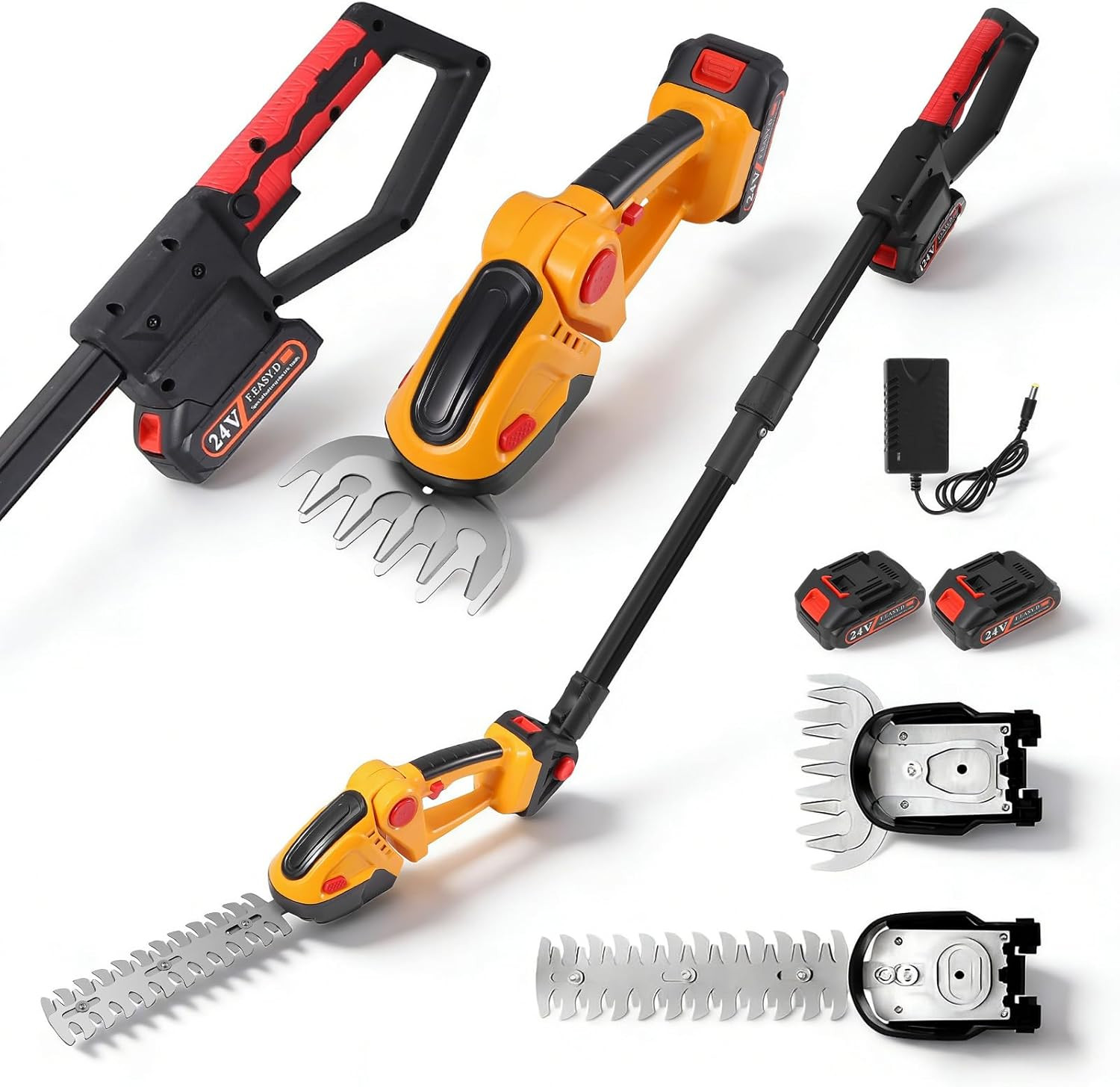 Tagliasiepi Telescopico a Batteria 3 in 1 - Potatura Siepi con 2 Batterie