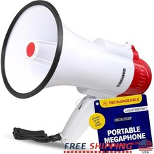 1000 Yard Megaphone Rechargeable Lightweight Siren Music Neck Strap Events New