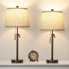 Table Lamps Set of 2, 22" to 30"Adjustable Height Bedside Lamps for Living Ro...