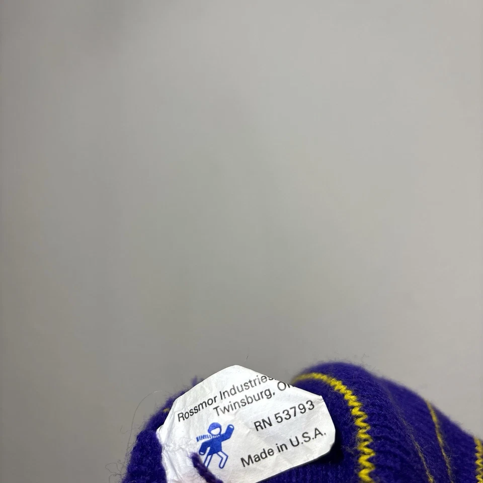 Gorro tejido vintage Utah Jazz bordado púrpura amarillo rayas NBA Foto 3 de 3