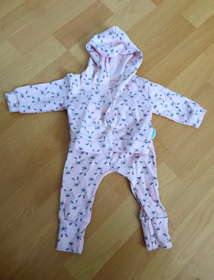 Baby Starterpaket Outfit-Set 56 Baumwolle Hoodie & Hose rosa Blumen Langarm