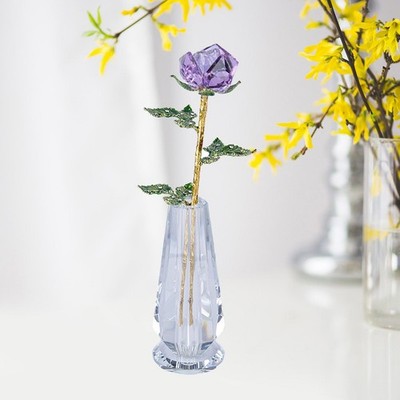 Große Kristall Rose Blume Skulptur Diamante Metall Desktop Dekoration