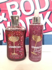 Bath  Body Works Strawberry Sparkler Shower Gel  Shimmer Mist RARE