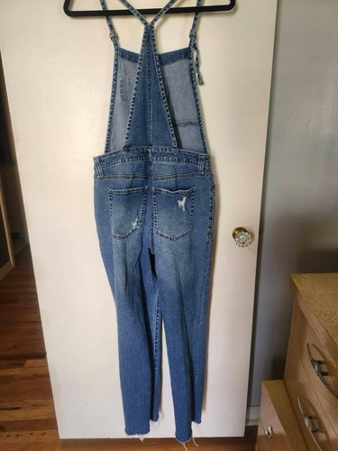Jessica Simpson Taylor Overall Damen Large blau Denim abgenutzt Knopfleiste - Bild 2 von 5