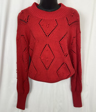 Loft Cable Knit Womens Size M Red Sweater Mock Neck NWT 74