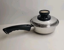 Kitchen Craft West Bend Skillet Pan Stainless Steel w/ Vented Lid 1 Quart