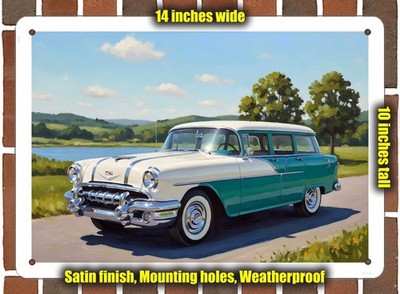 Metal Sign - 1956 Pontiac Chieftain Oil Painting - 14x10