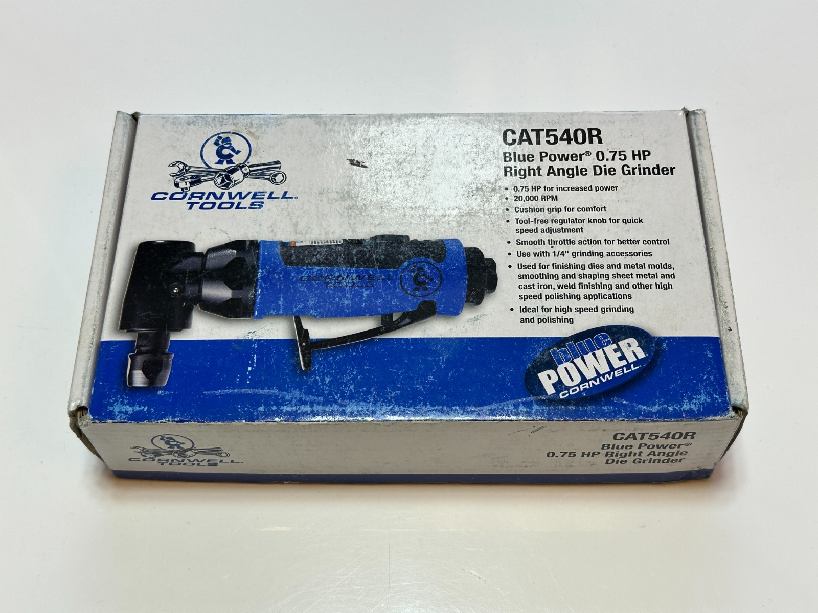 NEW Cornwell Tools CAT540R Blue Power 0.75 HP Right Angle Die Grinder Air Tool