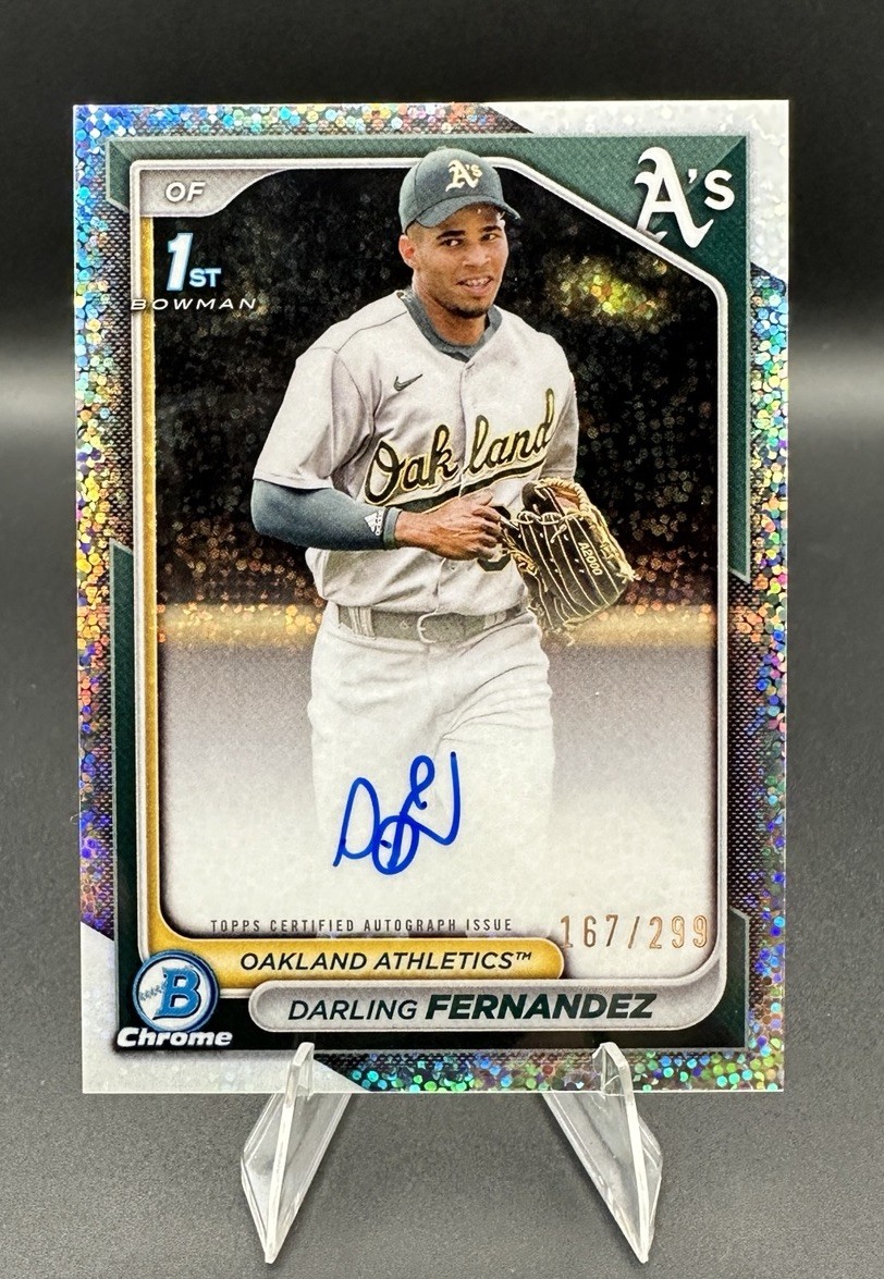 2024 Bowman Chrome 1st Speckle Darling Fernandez Auto /299 Oakland Athletics