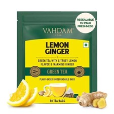 VAHDAM, Lemon Ginger Green Tea 50 Tea Bags