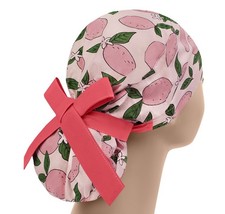 Scrub hats, nurse scrub cap, womens surgical hat, Lemon ponytail scrub cap