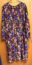 terra & sky Floral Smocked Maxi Dress 4X Plus Long Sleeve Purple