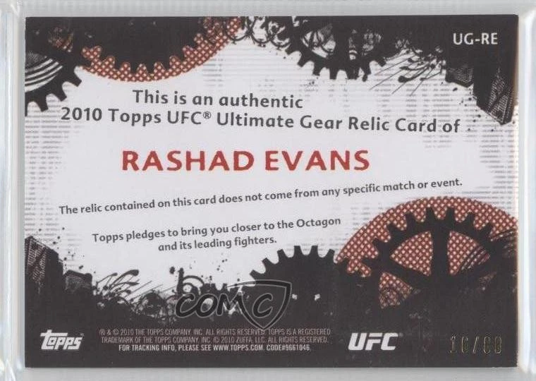 2010 Topps UFC Series 4 Ultimate Gear Relic Onyx /88 Rashad Evans #UG-RE - Image 2 of 2