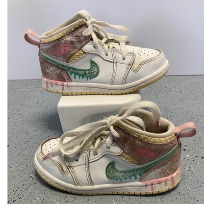 Nike Jordan 1 Mid SE Ice Cream White Arctic Punch  9C DD1668-100 Toddler