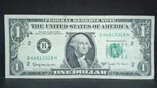 1963 B $1 Joseph Barr One Dollar Bill Federal Reserve Note New York 