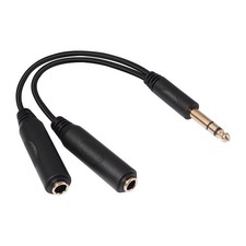 6.35mm 1/4 inch Male Plug Stereo to 2 Dual 1/4 "TRS Female Jack Connector Aud...