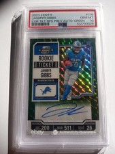 2023 ZENITH JAHMYR GIBBS CONTENDERS TKT RPS PREV AUTO-GREEN RC 12/23 PSA 10 RARE