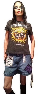 Reworked Xhilaration Denim Shorts Lace Up Scene Queen Music Zebra Vintage Y2K 9