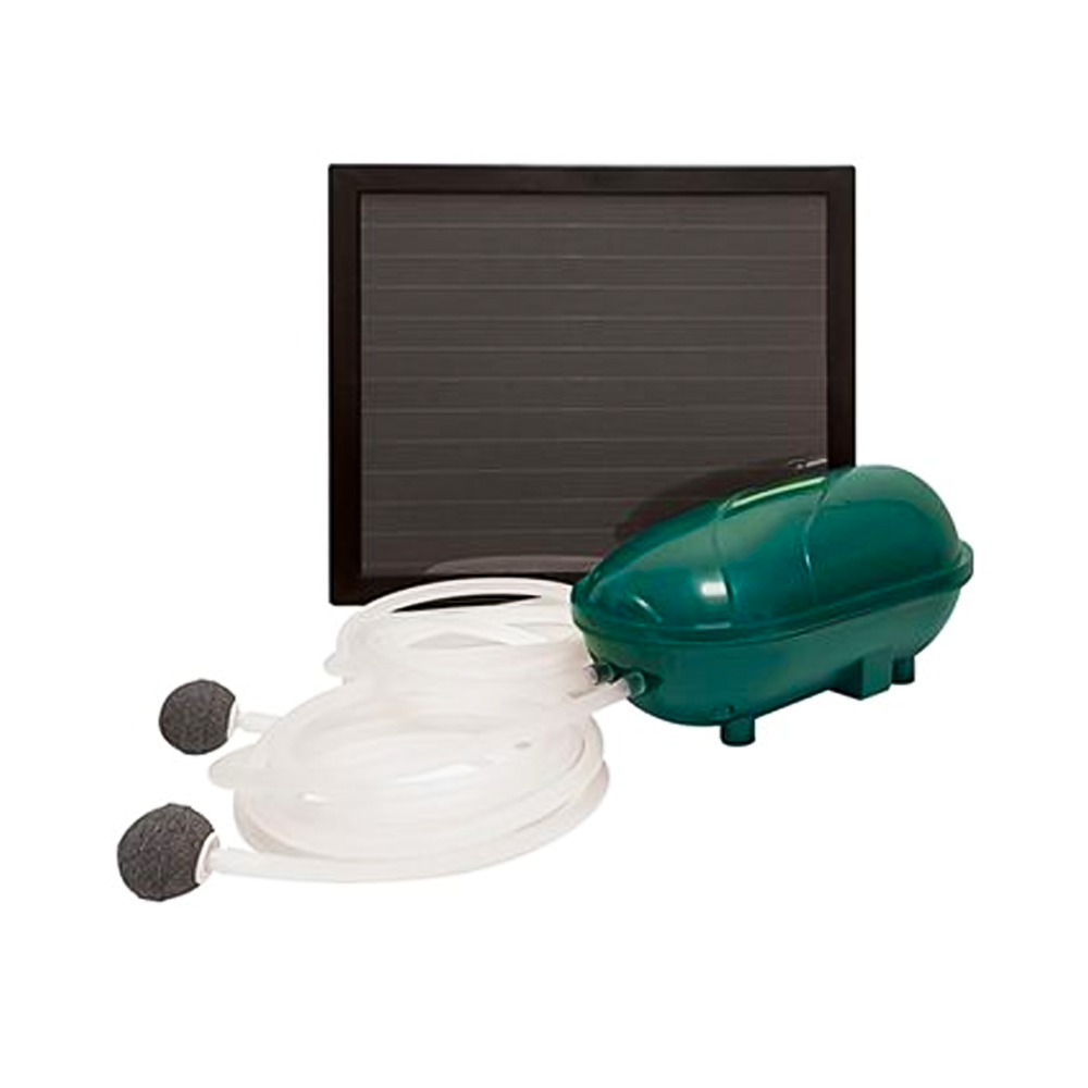 Bermuda Solar Pond Air Pump Oxygen With Panel Airline & Airstones No Electric