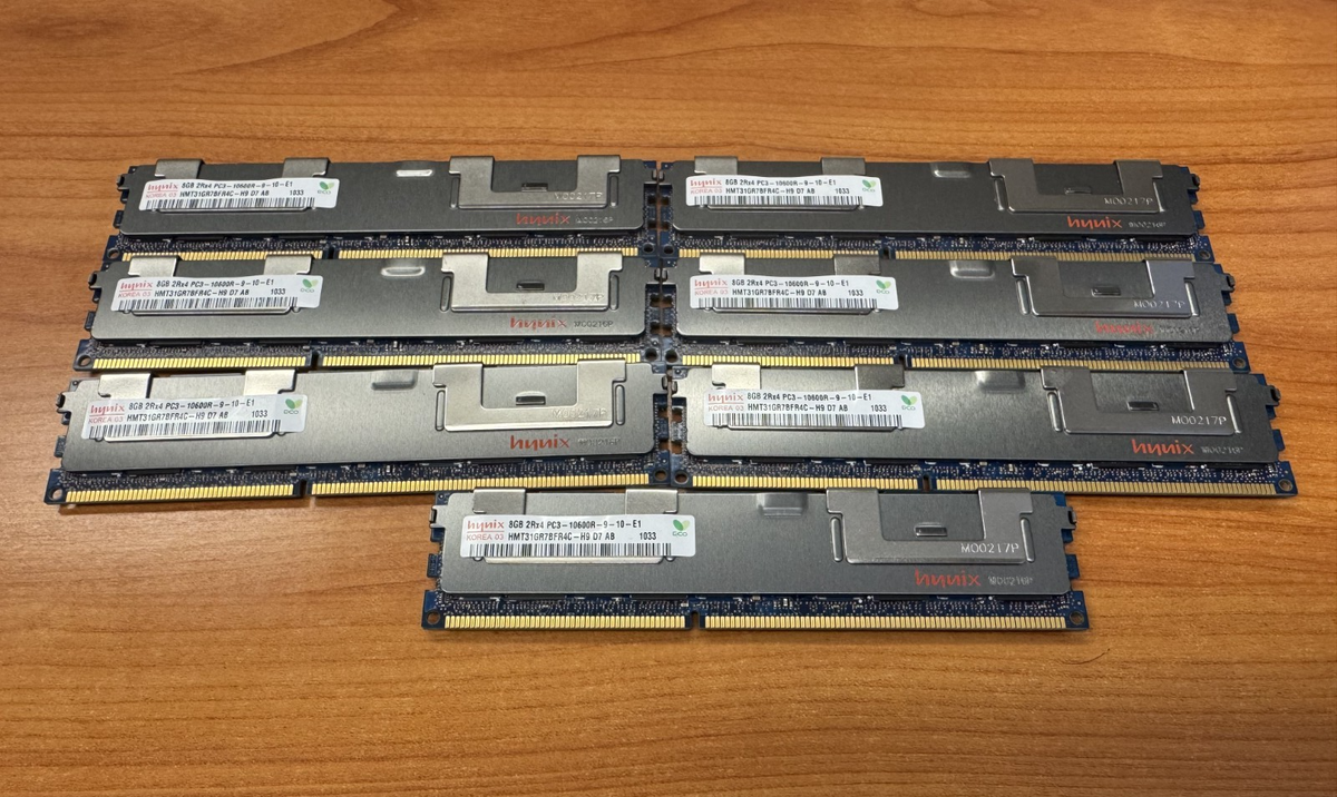 Lot OF 7 Hynix 8GB 2Rx4 PC3-10600R DDR3-1333 DDR3 ECC Registered